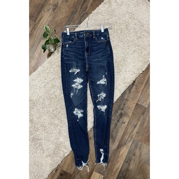 American Eagle Size 2 Distressed Curvy High Rise Jegging Skinny Jeans - Picture 1 of 8